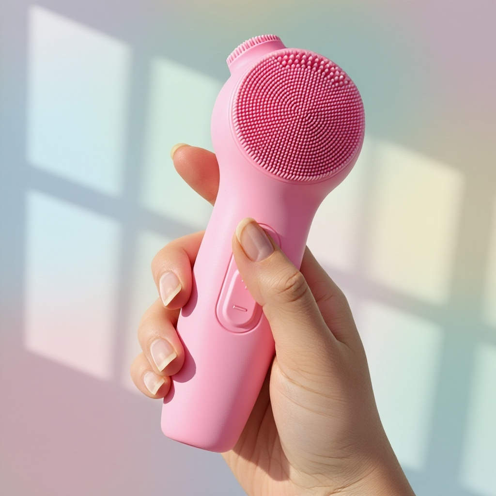 Cepillo limpiador facial eléctrico con masajeador, luz LED, vibración sónica y resistencia al agua