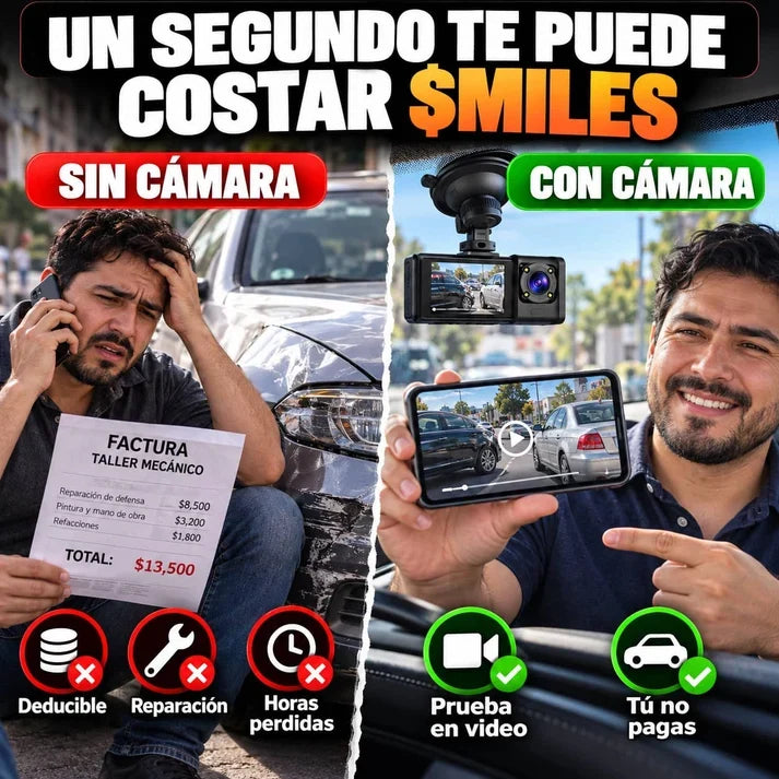 Cámara para Auto DriveGuard 3X™ | Pruebas Claras Si Te Chocan